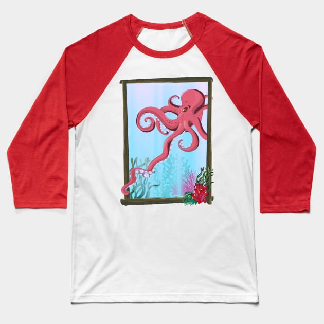 Squid under the Sea Baseball T-Shirt by nickemporium1